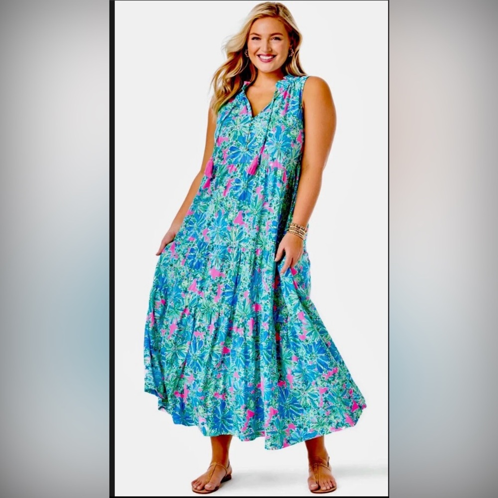 Lilly Pulitzer Malone Maxi Soleil Pink Good Hare Day size M  NWOT